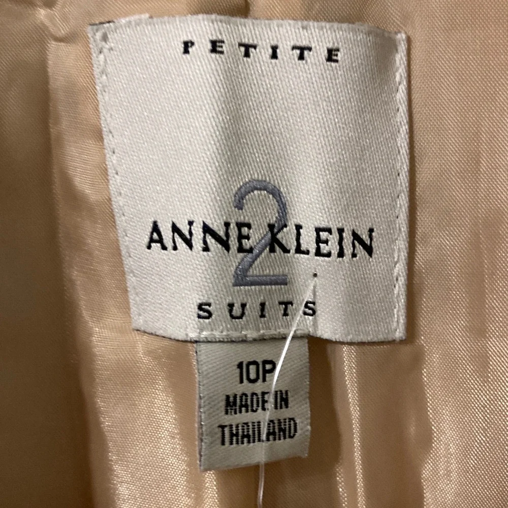 Pant Suit Anne Klein Beige Blazer Suit Jacket & Wide Leg Dress Pants 10 Petite - Picture 3 of 14